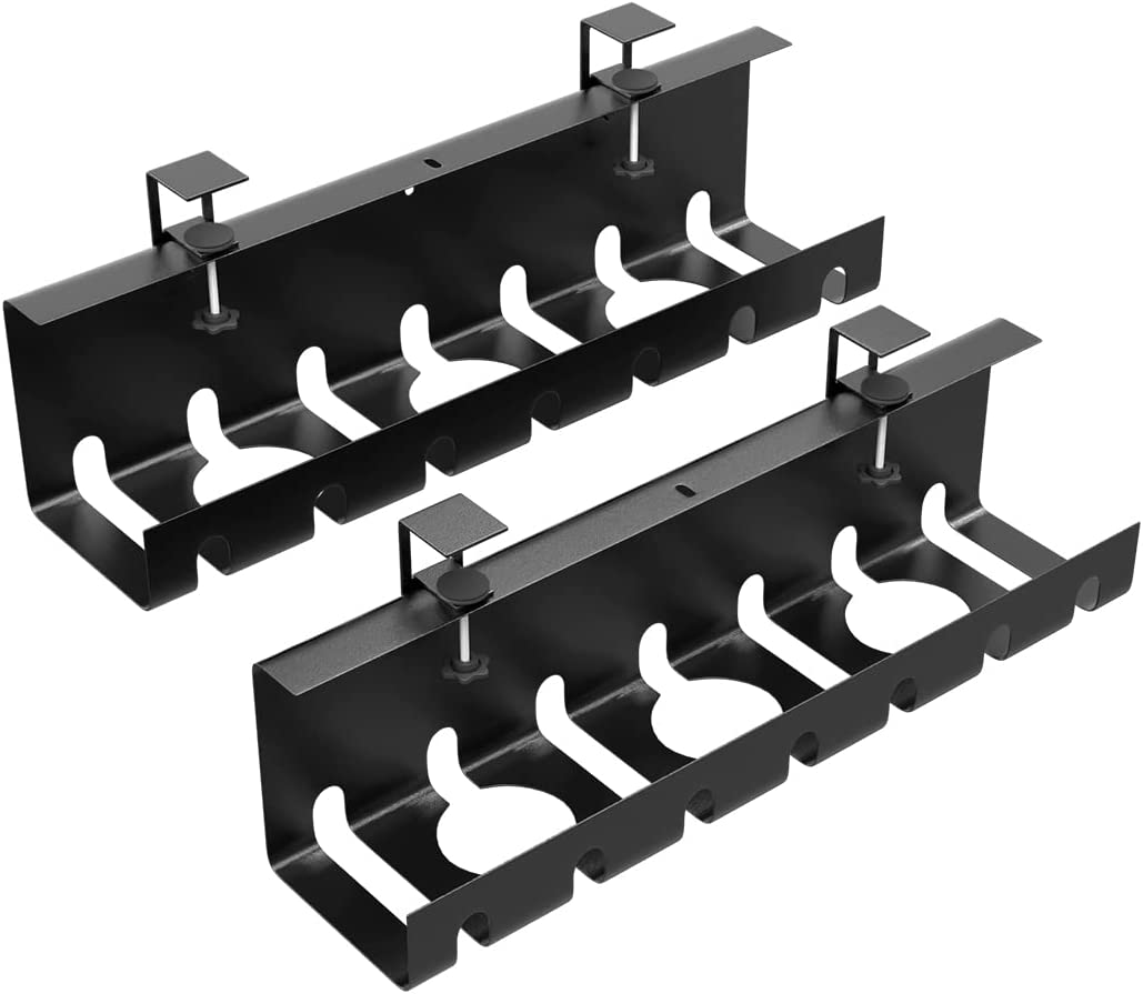 Cable Management Tray - No Drilling Under Desk Cable Organizer with Oval Holes